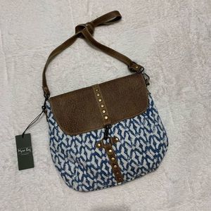 Myra Bag Handmade Balance Shoulder Bag Upcycled Canvas & Cowhide Leather Purse